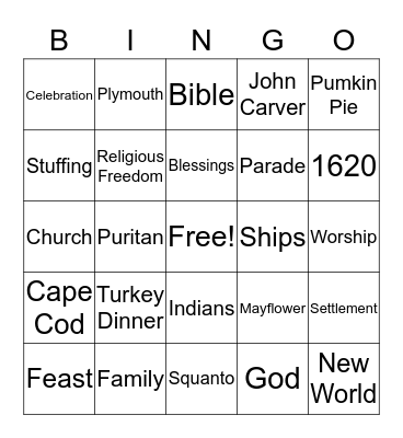 Thanksgiving Bingo Card