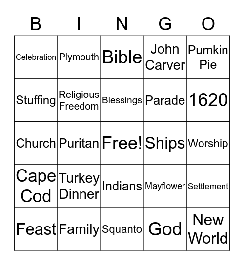 Thanksgiving Bingo Card