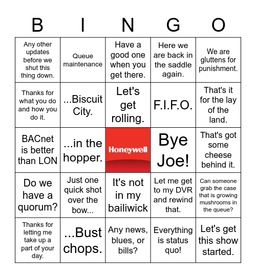 Joe-ism Bingo 3 Bingo Card