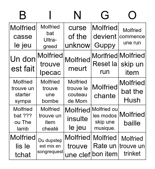 Bingo de Molfried Bingo Card