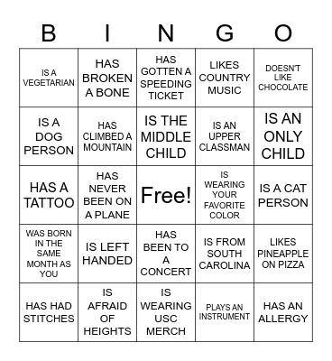 FIND SOMEONE WHO Bingo Card