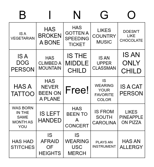 FIND SOMEONE WHO Bingo Card