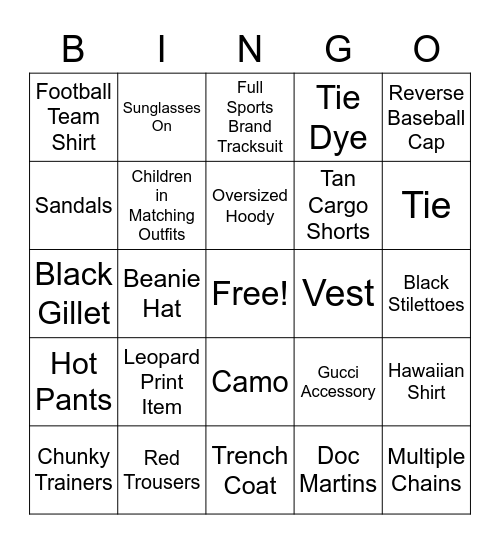 Airport Bingo Card