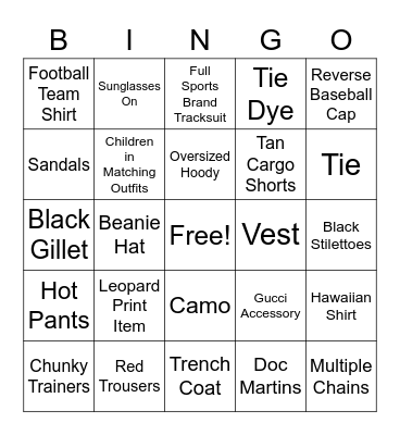 Airport Bingo Card