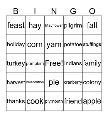 Thanksgiving Bingo Card