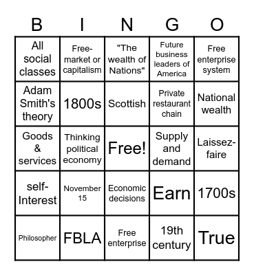 American Enterprise Day Bingo Card