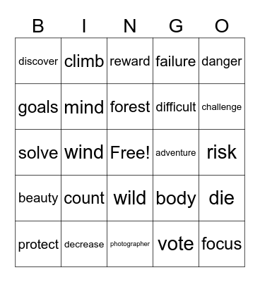 Unit 5 Bingo Card