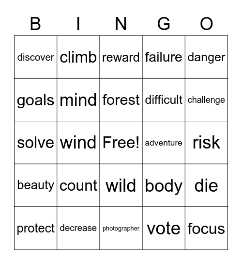 Unit 5 Bingo Card