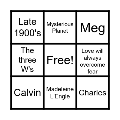 A Wrinkle In Time Bingo Card