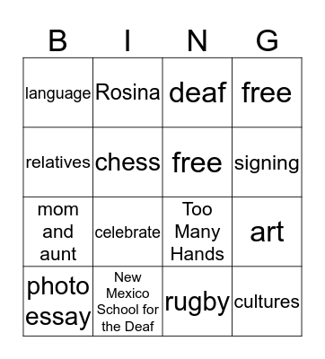 2.1.4 Meet Rosina Bingo Card