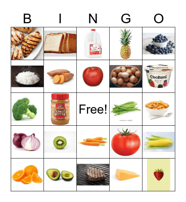 Nutrition Bingo Card