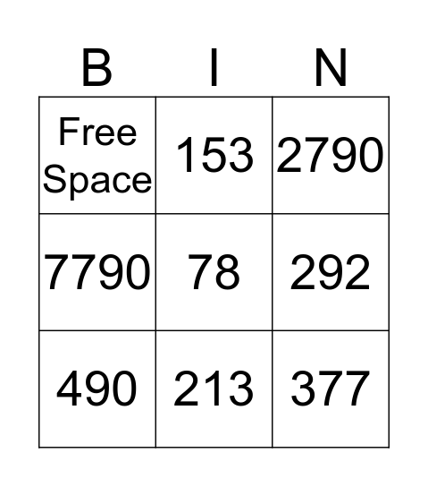 Adding and Subtracting Whole Numbers Bingo Card