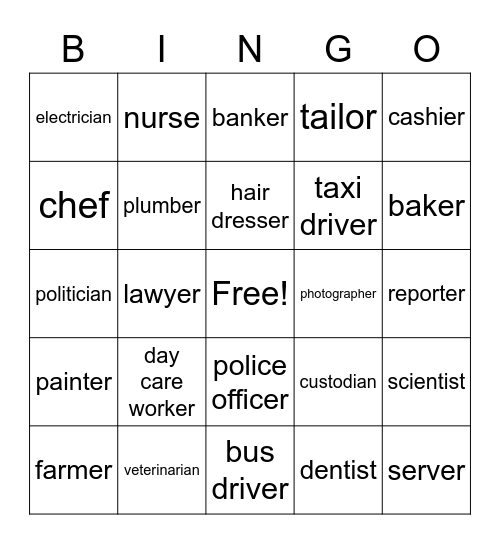 Careers Bingo Card