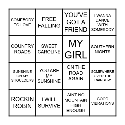 MUSIC BINGO Card
