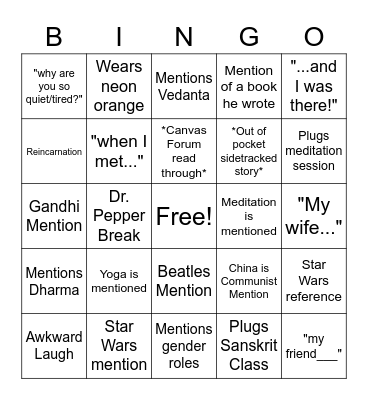 Dr.Long Bingo Card