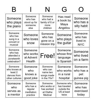 Population Health Bingo Card