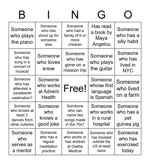 Population Health Bingo Card