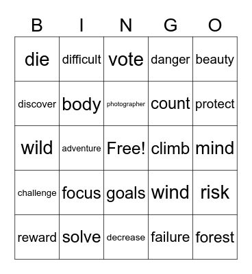 Unit 5 Bingo Card