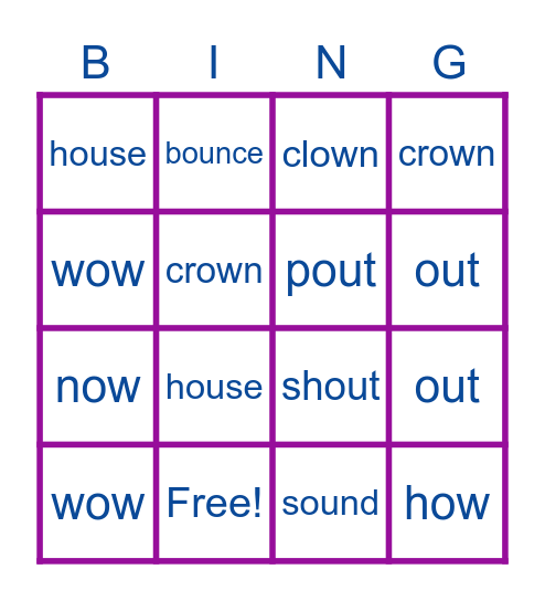Phonics! Bingo Card
