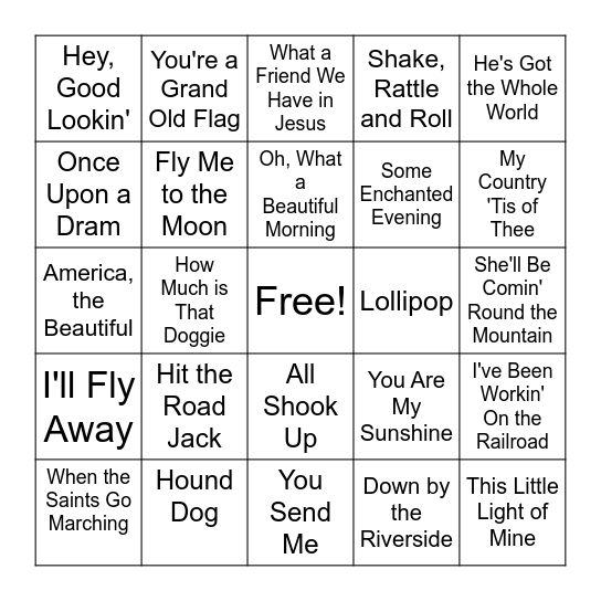 Music Bingo! Bingo Card