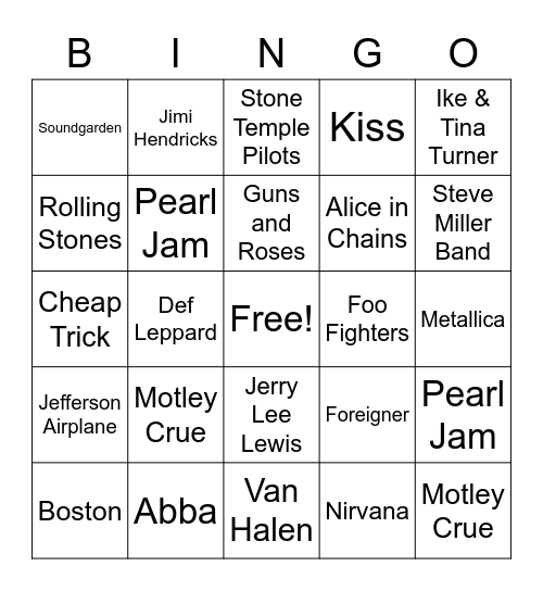 R & R Classics/Legends Bingo Card