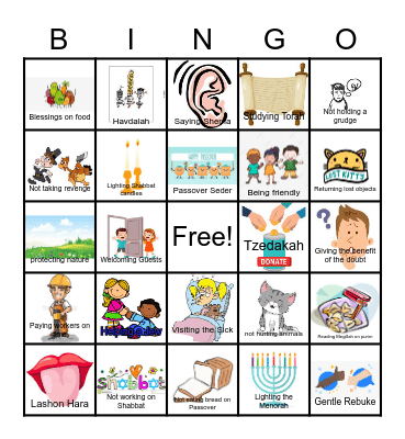 Mitzvah Bingo Card