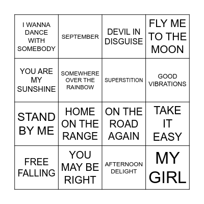 MUSIC BINGO Card