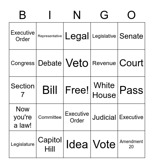 I'm Just a Bill Bingo Card