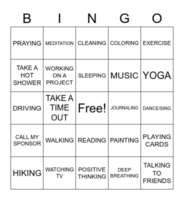 POSITIVE COPING SKILLS Bingo Card