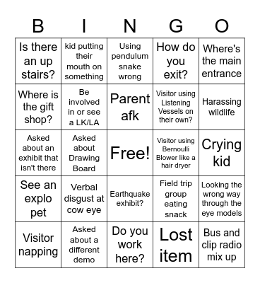 Floor Bingo Card