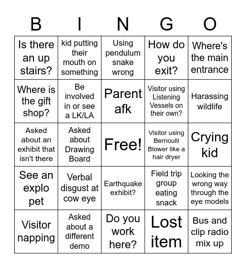 Floor Bingo Card