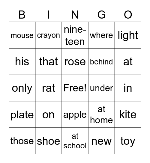2a Lesson 18-22 Bingo Card