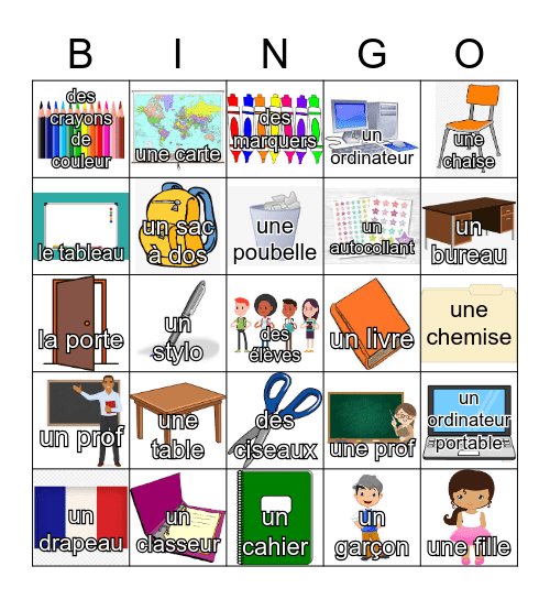 Fournitures scolaires - Mme Phillips Bingo Card