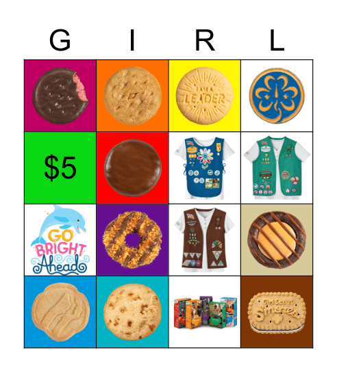 Girl Scouts Cookie Bingo Card
