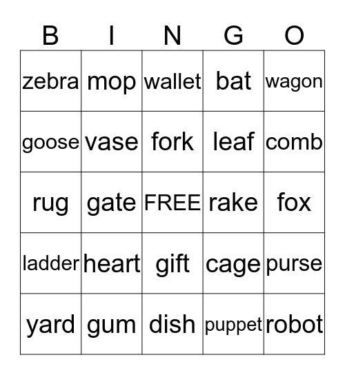 Phonics BINGO Card