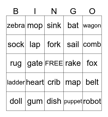 Phonics BINGO Card