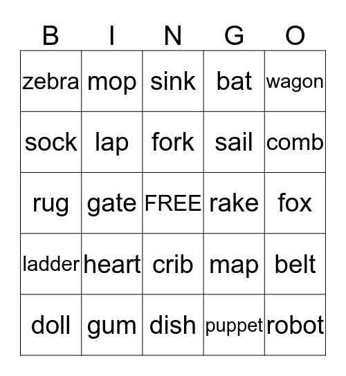 Phonics BINGO Card