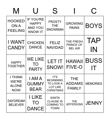 Bubblegum * Kids * Holiday * Themes * Tik-Tok Bingo Card