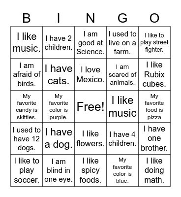 Let's Get Acquainted..... Bingo Card