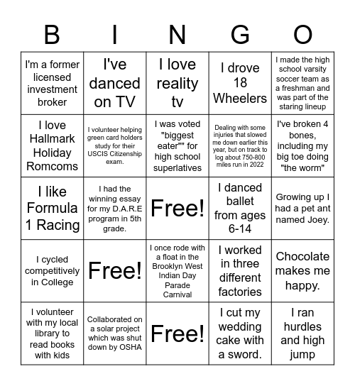 Economic Development - Fall 2022 Bingo Card
