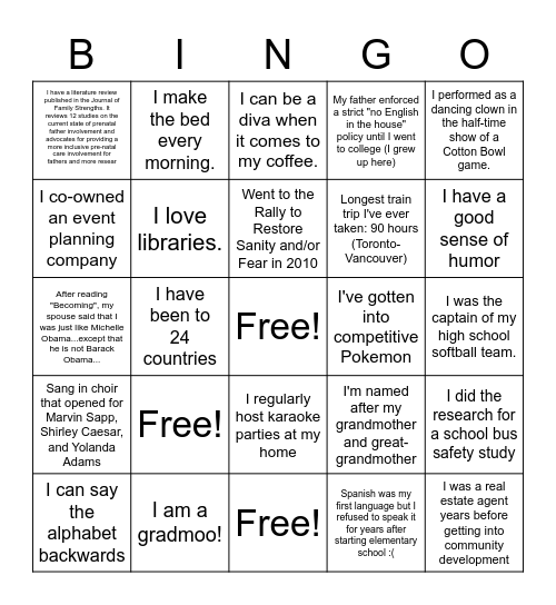 Economic Development - Fall 2022 Bingo Card