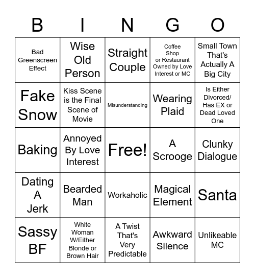 Hallmark Bingo Card