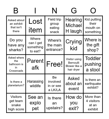 Floor Bingo Card