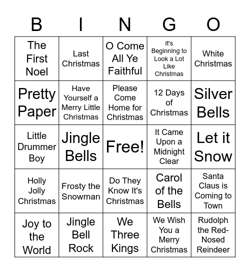 2022 Christmas Bingo Card