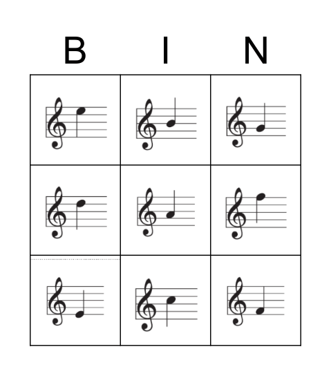 LINES AND SPACES BINGO! Bingo Card