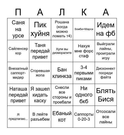Играем ЦМ Bingo Card