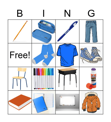 School Bingo Card