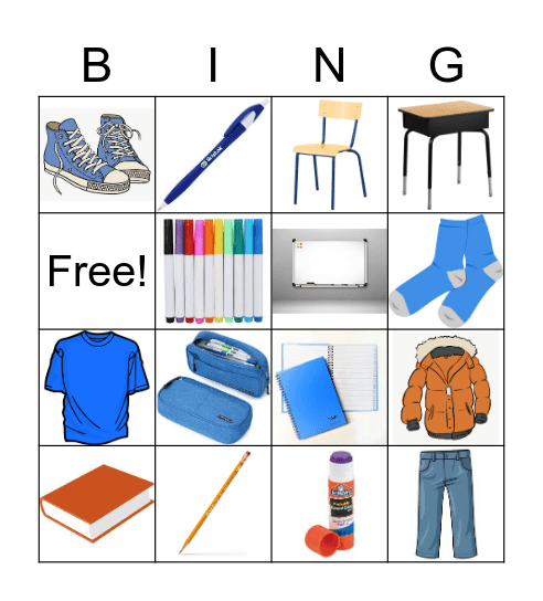 School Bingo Card