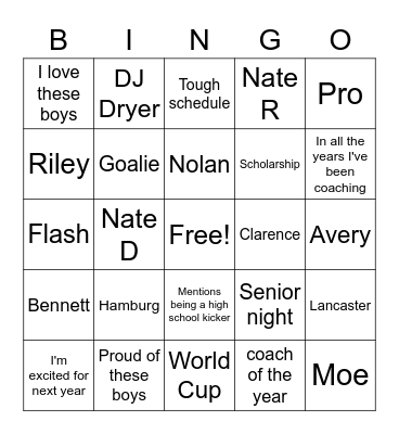 Frontier Soccer FC Bingo Card