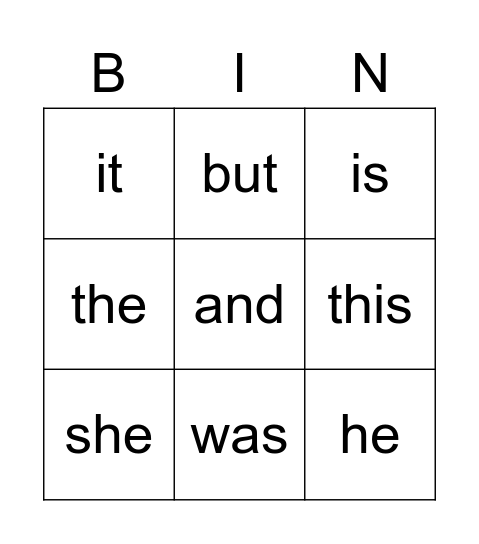 P. Practice Frequency Bingo Card